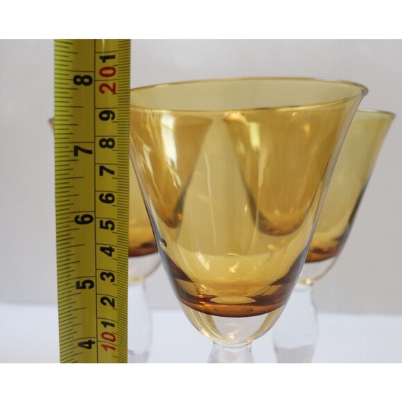 3 Southern Living Arlington Amber Hand Blown Crystal Glass Water 10 oz. Goblets - Picture 3 of 4